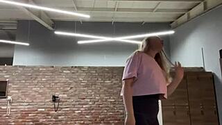 guy pounds wet pussy hard in crowded gym 