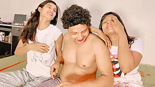 uttaran20's hot milf bhabhi fists tight pussy then takes village boy's hardcore ffm anal doggystyle squirting creampie.