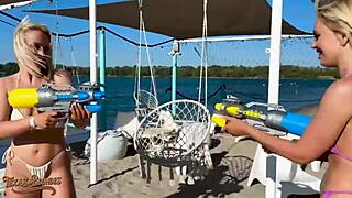 blonde babes greta foss texas share thick cock in sloppy double blowjob