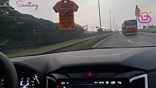 Wife Risks It All Flashing Monster Cock Fuck In Car Near Cop Husband