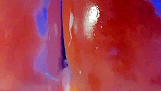 Oiled fat black whore squirts from creamy pussy hammered by huge vibrator dildo