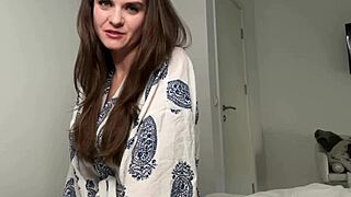 Stepson Catches Milky Boobed Stepmom Bedroom Tease