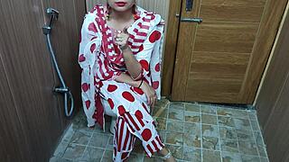 Hindi teen stepson sneaks up on stepmom changing and she digs it