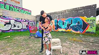 petite latina munequita battles big dick with deepthroat and riding outdoors