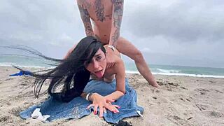 blakeproductions captures extreme public beach fuck with latina ass riding big cock