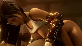 tifa lockhart slams big tits down in hardcore cowgirl creampie