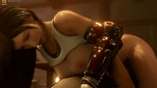 tifa lockhart slams big tits down in hardcore cowgirl creampie