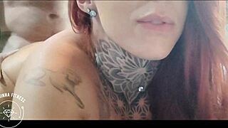 Fun compilation of athletic tattooed brunette redhead couple fitness moments