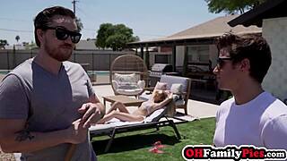 Blonde milf Adira Allure gets double teamed for rough hardcore pussy fucking and big ass handling in reality scene