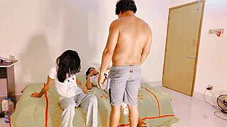 uttaran20's hot milf bhabhi fists tight pussy then takes village boy's hardcore ffm anal doggystyle squirting creampie.