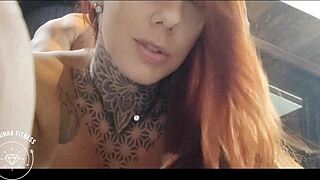 Fun compilation of athletic tattooed brunette redhead couple fitness moments