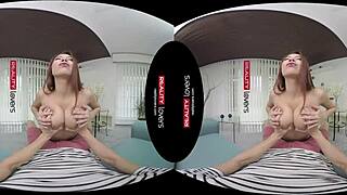 Czech redhead in stockings heels rides cock pov with footjob blowjob cowgirl