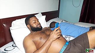 Krissyjoh shares his ebony girlfriend's sexy small tits and ass to entertain holiday friend