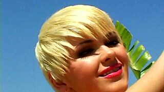 Short-haired blonde Claudia Downs rides cocks in wild gangbang creampie blowbang frenzy