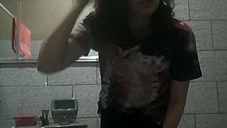 hidden cam catches perfect body girl masturbating in bathroom