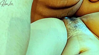 Curvy asian teen's hairy pussy creampied in bedroom missionary quickie