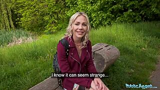 damn this hot finnish blonde slurps that huge dick outdoors for public agent