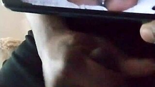 ebony babe in tight jeans toys her pussy while giving jerk off instructions to viewers