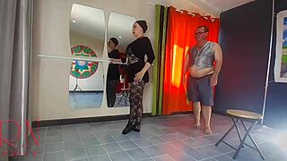 Teacher spanks regina noir's ass punishes mouth pussy in stockings ballet studio