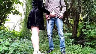 Fucking Mother-in-Law Doggy Style Outdoors Cum Dripping on Her Ass