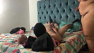 damn this skinny latina girlfriend gets fucked rough cuckold style cum on tits 💦