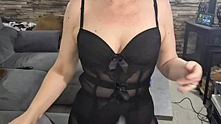 Milf in sexy lingerie stockings craves intimate play