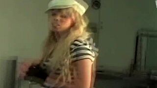 hey babe picture this adorable blonde slurping that hard cock down