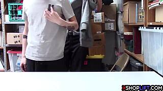 Busty milf security guard milks shoplifter's long thick cock deep