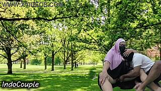 indo couple outdoor public park sex chubby wife moans juicy pussy creampie cheating husband flashing