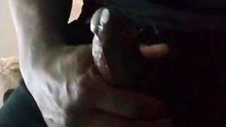 ebony babe in tight jeans toys her pussy while giving jerk off instructions to viewers