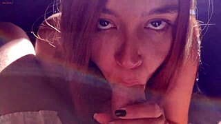 delicious sunny afternoon deepthroat ball licking from beautiful brunette on monster cock 👅☀️