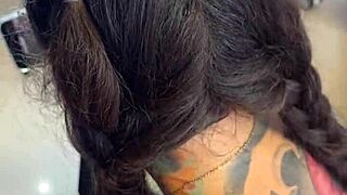 i pound my neighbor's hairy pussy hard during her sweaty workout