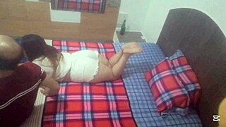 A perverted neighbor corners her for rough doggy pounding and mouthful cum