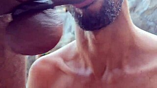brazilian bodybuilder stuffs two cocks in ass publicly on beach