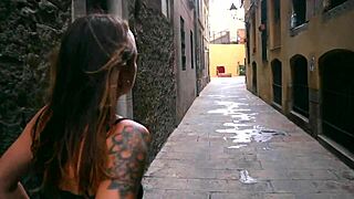 Blonde shares public street intimacy experience Barcelona adventure