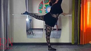 Teacher spanks regina noir's ass punishes mouth pussy in stockings ballet studio