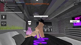 Roblox teacher milf spreads wide as horny virgin student pounds her relentlessly in wild fuck session.