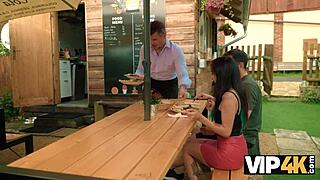 latina babe gets driven wild by old guy's monster cock