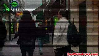 Blonde Dutch hooker in Amsterdam slurps cock then bends over for doggy and missionary pounding