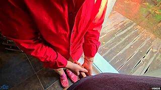 stepsis rubs stepbro cum into panties quick while stepmom waits outside car pov