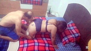 A perverted neighbor corners her for rough doggy pounding and mouthful cum