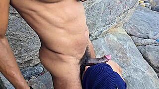 brazilian bodybuilder stuffs two cocks in ass publicly on beach