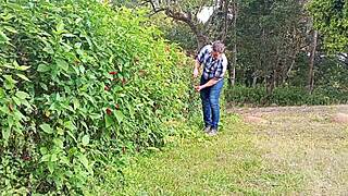 is that brazilian gardener's monster thick cock gonna explode on the farm after wild jerking?