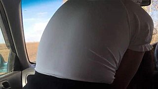 Stepbrother rams stepsis pussy in car out in open field while she screams submissive