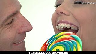 poppy pleasure's braces and pigtails shine during her petite teen pounding