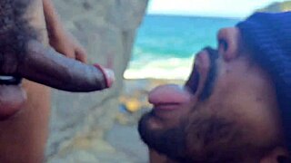 brazilian bodybuilder stuffs two cocks in ass publicly on beach