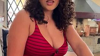 busty latina gives pov deepthroat blowjob then bends over for doggystyle pounding post-interview