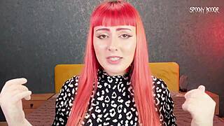 goth girl gloves handjob on first date makes you cum hard horny petite redhead