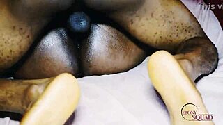 ebony black teen girlfriend sucks and strokes big black cock and ass