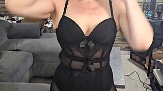 Milf in sexy lingerie stockings craves intimate play